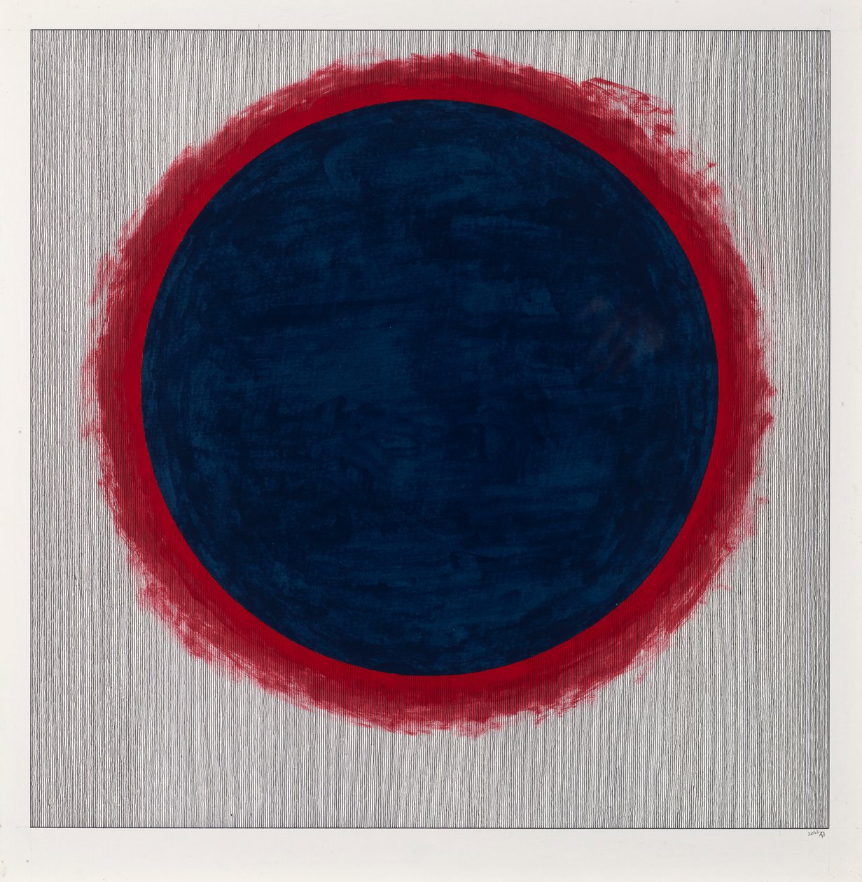 Cirkel Blauw op Rood, 2022 door Alex Dunn