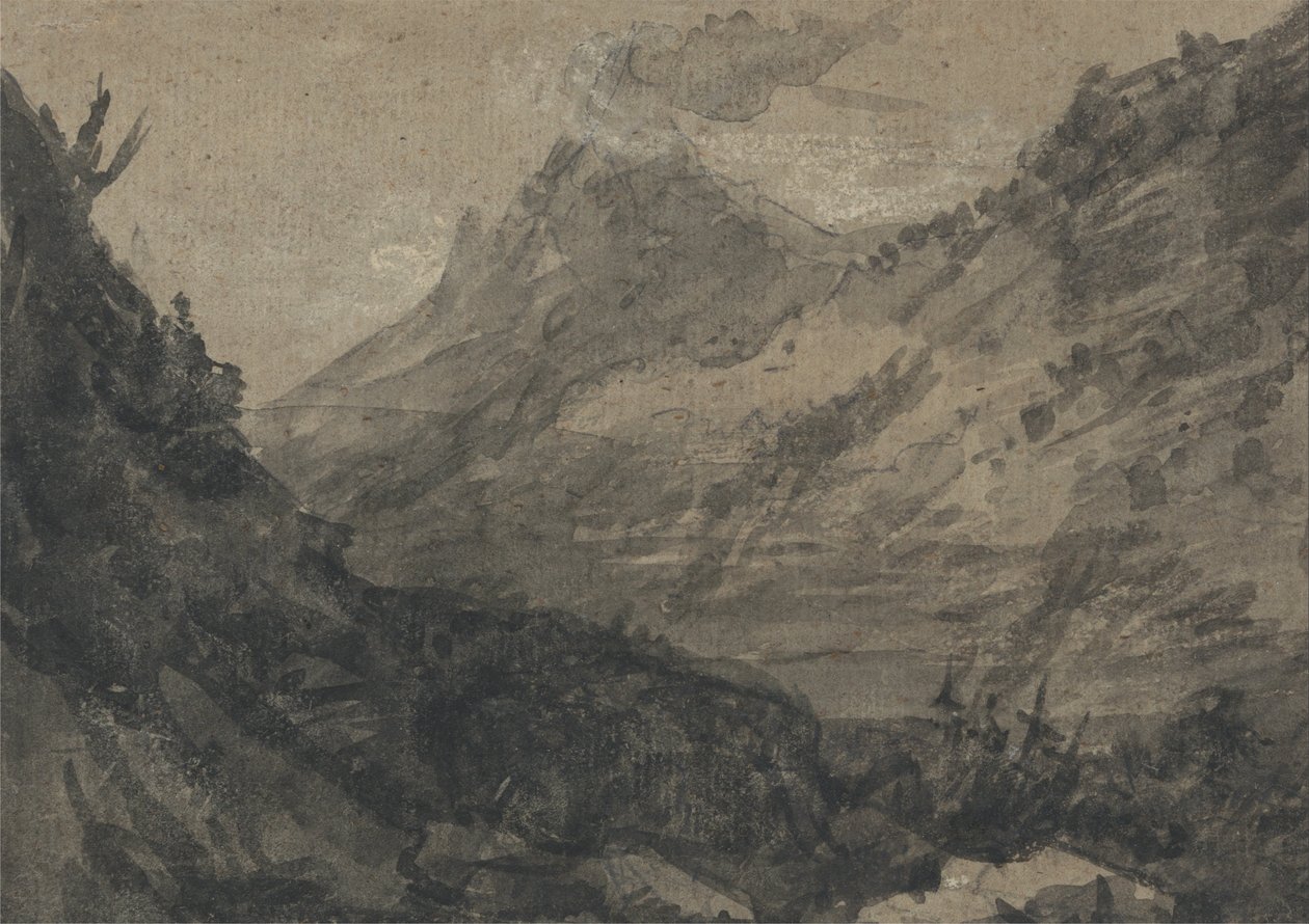 Bergachtig landschap door Alexander Cozens