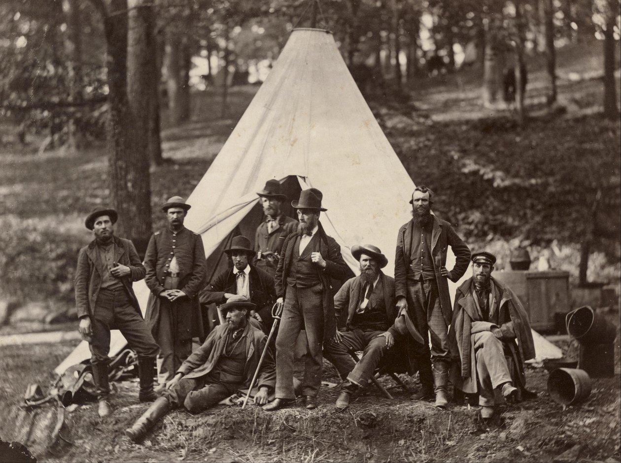 Groep gidsen voor het leger van de Potomac door Alexander Gardner
