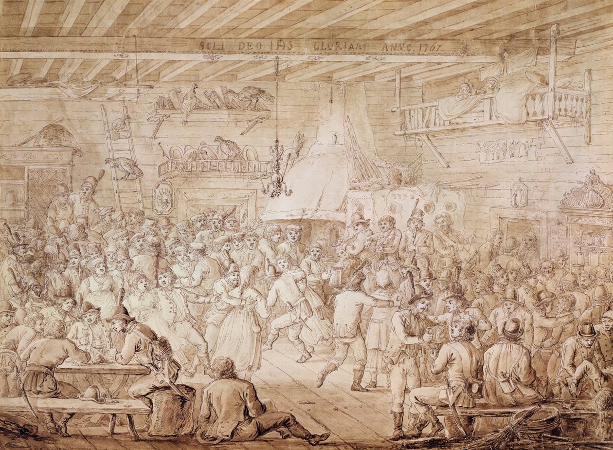 Troepen van Kosciuszko vermaakt in de herberg, 1797 door Alexander Osipovich Orlowski