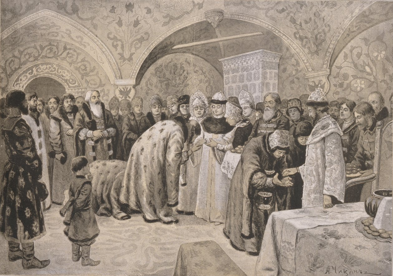 Welkom aan de tsarina na de paasmatins door Alexander Andreyevich Chikin