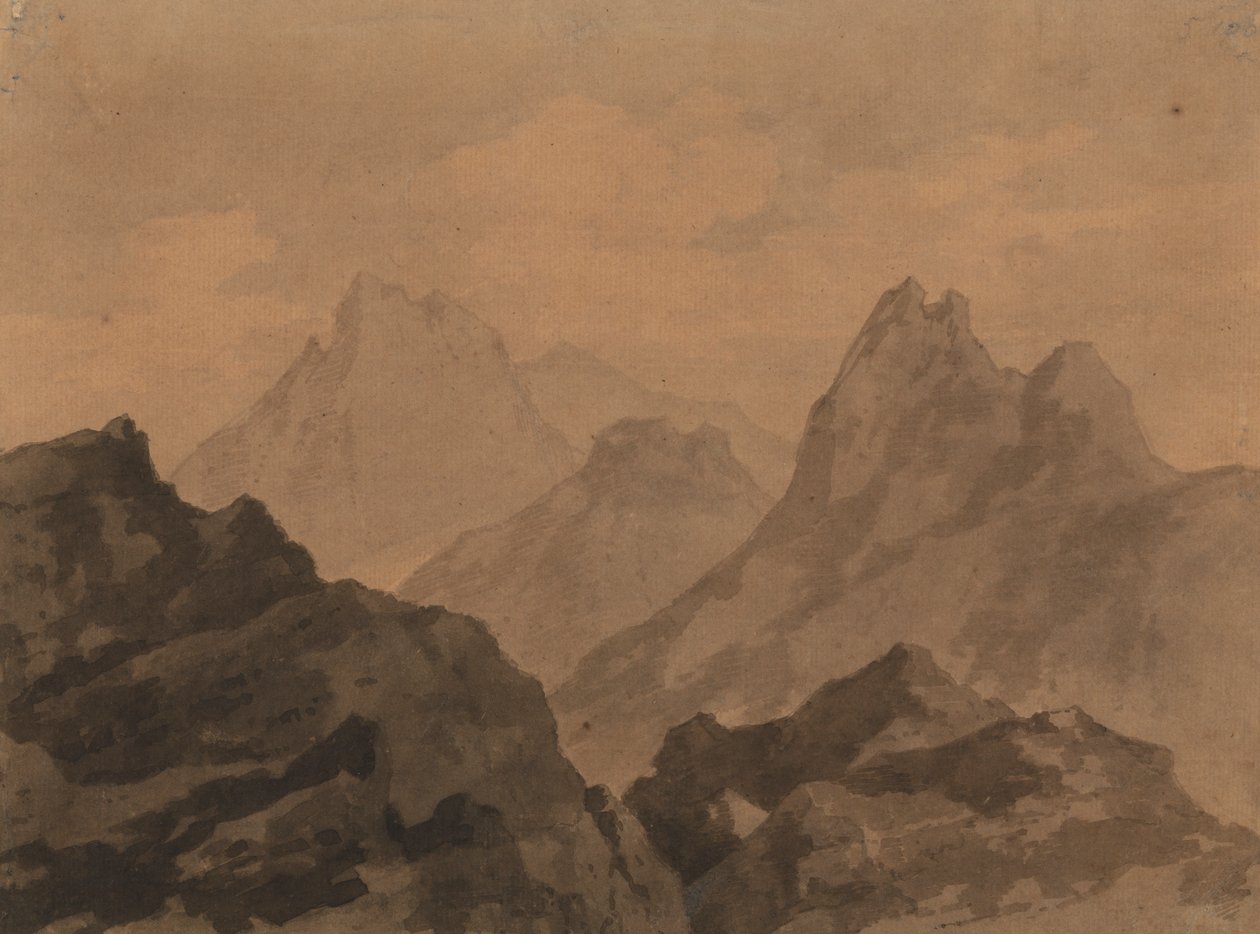Bergtoppen (Een Bergstudie) door Alexander Cozens