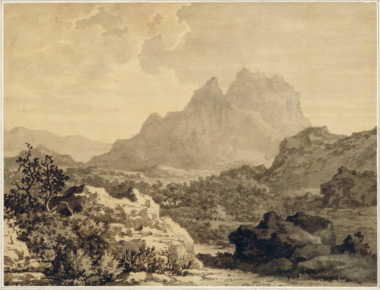 Bergachtig landschap door Alexander Cozens