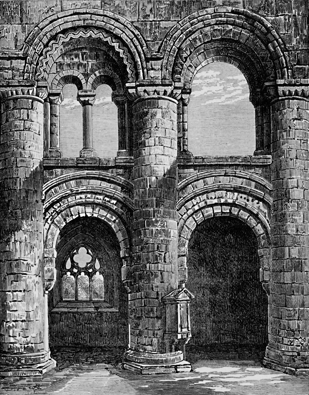 Normandische bogen in het schip, Jedburgh Abbey, ca. 1880, 1897 door Alexander Francis Lydon