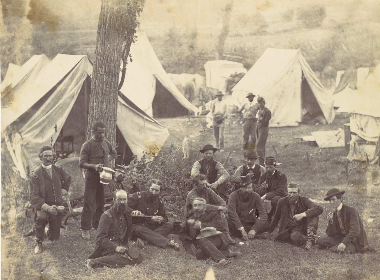 Groep bij het hoofdkwartier van het leger van de Potomac, Antietam, oktober 1862 door Alexander Gardner