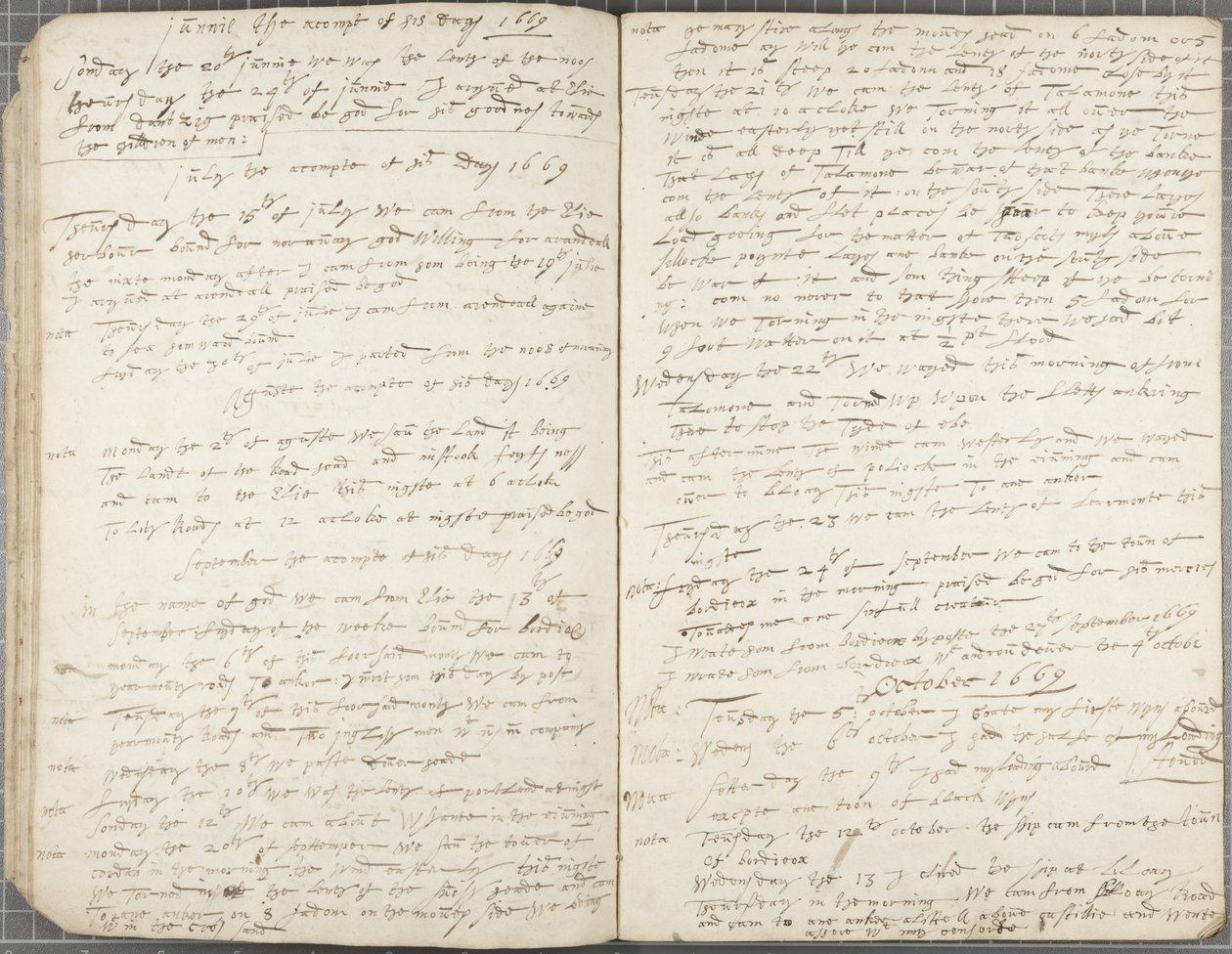 Journal van Alexander Gillespie, 1669 door Alexander Gillespie
