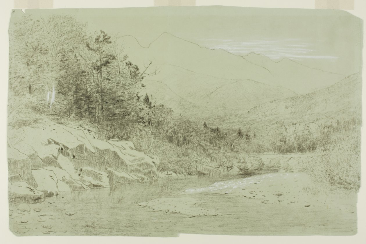 Rivierstroom met Bergen in de Verte door Alexander Helwig Wyant