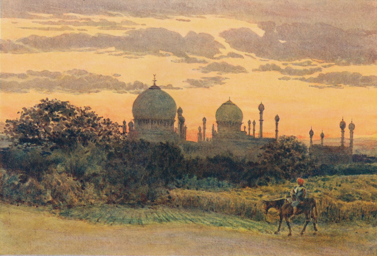 Zonsondergang achter de Ibrahim Roza, Bijapur door Alexander Henry Hallam Murray