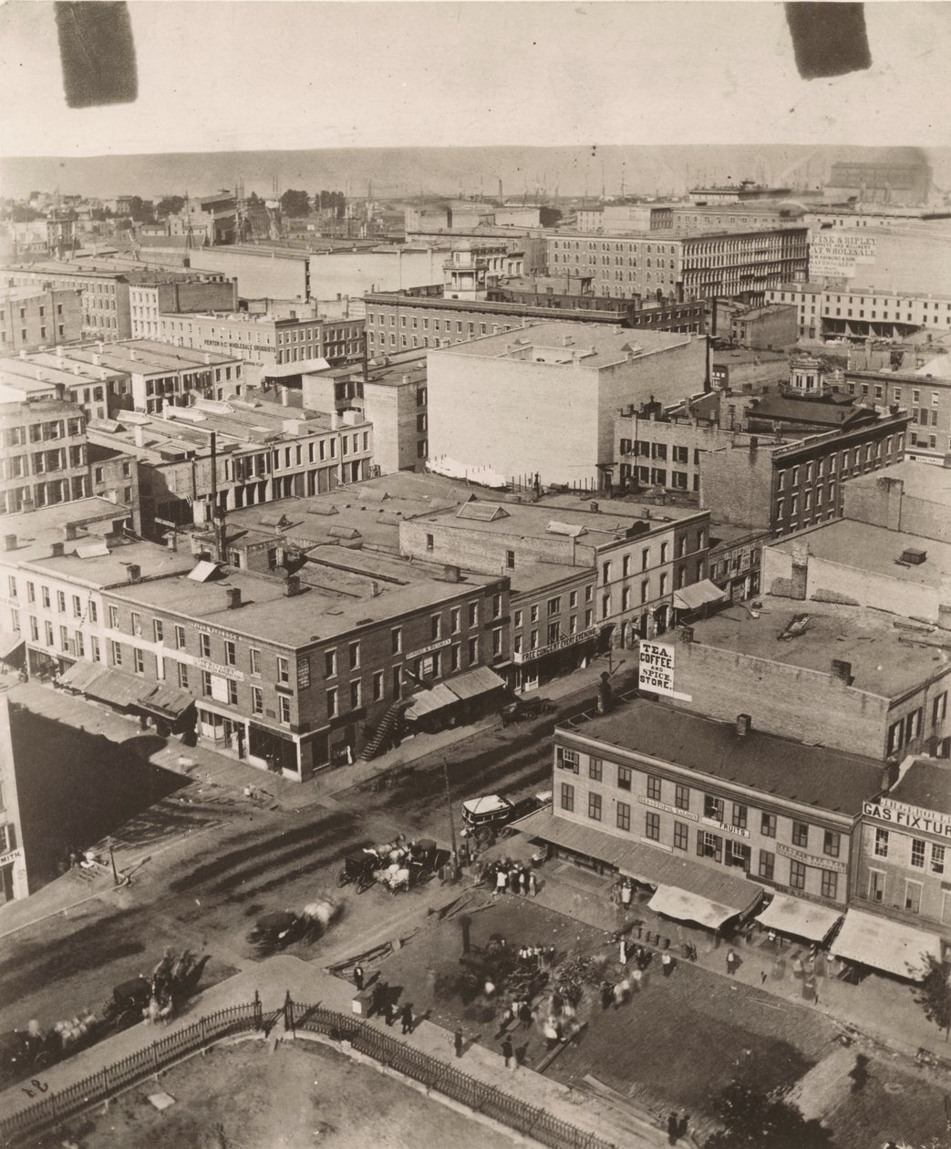 Uitzicht noordoost vanaf de koepel van het gerechtsgebouw in Chicago, 1858 door Alexander Hesler