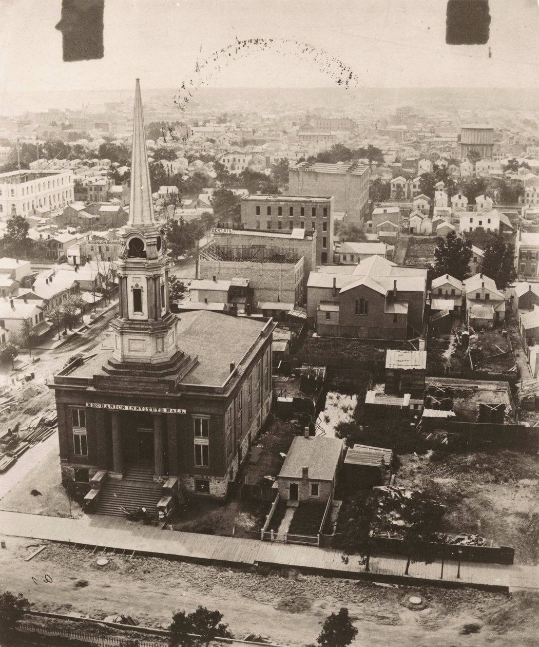 Uitzicht zuid vanaf de koepel van het gerechtsgebouw in Chicago, 1858 door Alexander Hesler