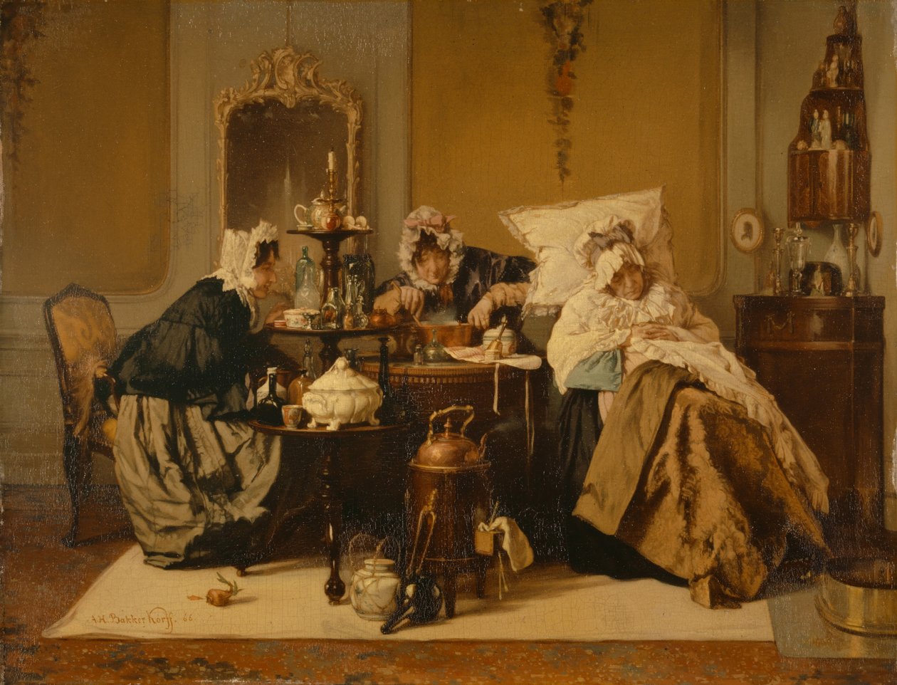 De zieke vrouw, 1866 door Alexander Hugo Bakker Korff
