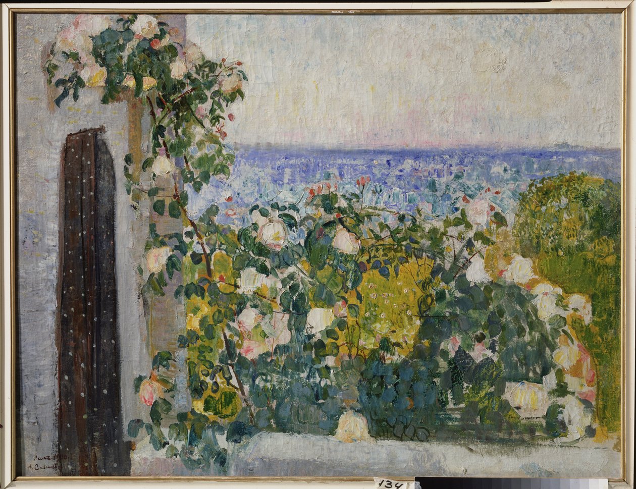 Bloemen op het balkon in Rome (Italië) door Alexander Ivanovich Savinov
