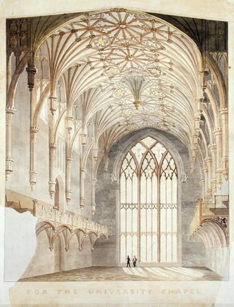 Interieur van de kapel van de Universiteit van New York door Alexander Jackson (attr. to) Davis