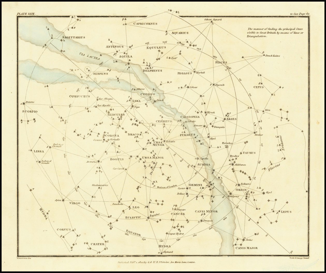 1822 - Alexander Jamieson - De manier om de belangrijkste sterren te vinden die zichtbaar zijn in Groot-Brittannië door middel van lijnen of driehoeksmeting door Alexander Jamieson