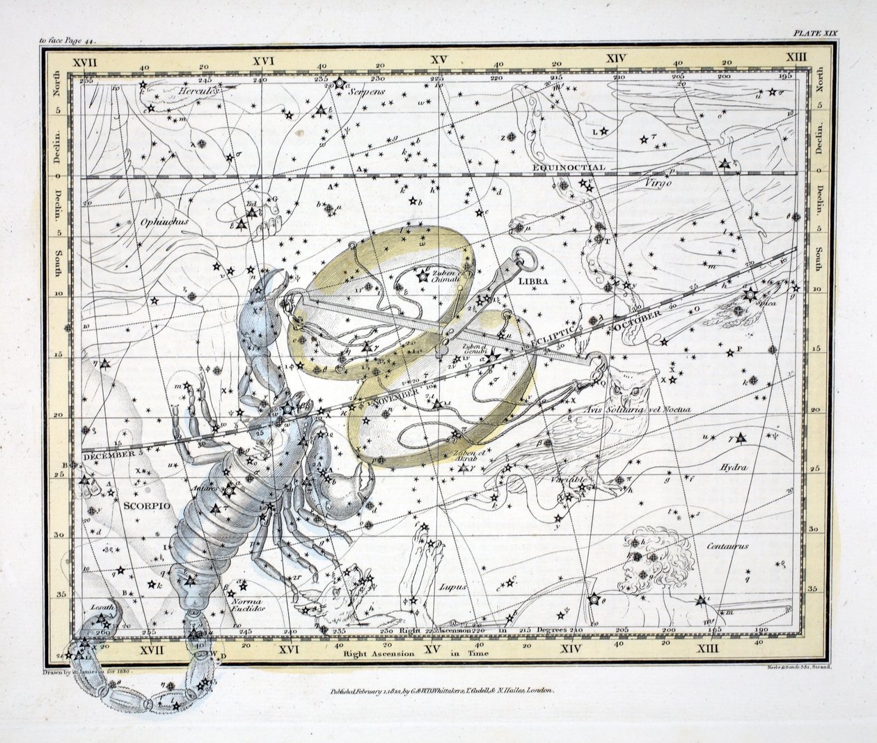 De Sterrenbeelden (Plate XIX) Weegschaal en Schorpioen, uit 