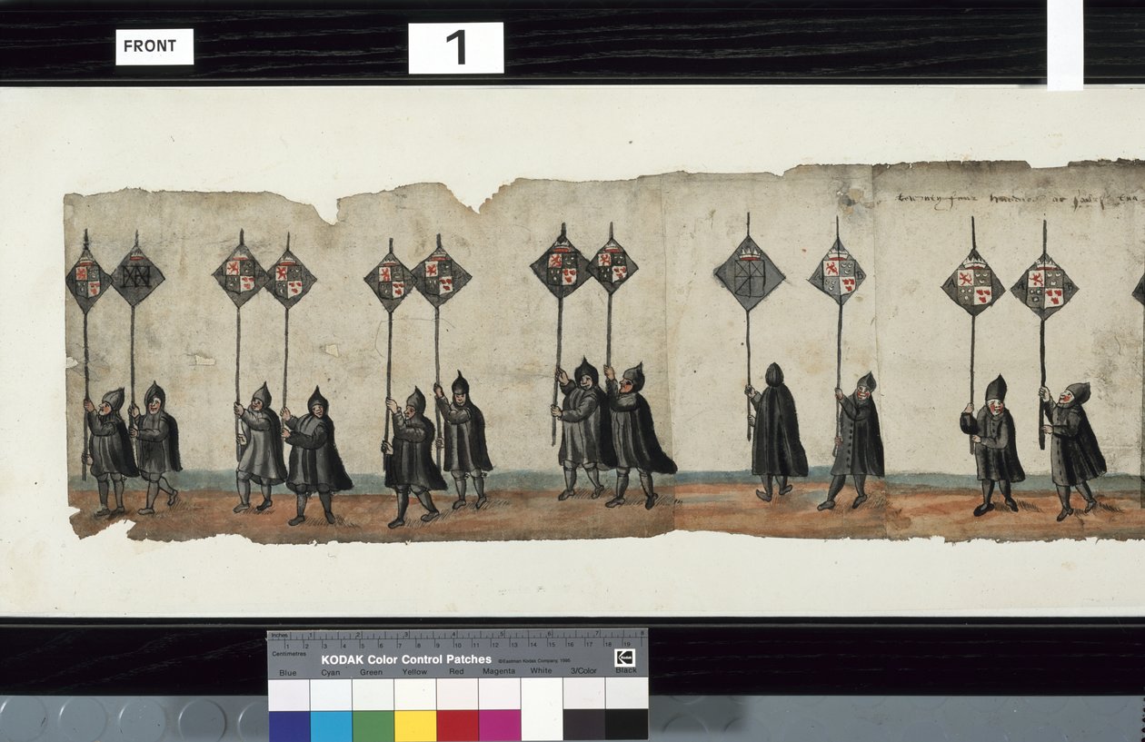 (detail) van The Huntly Funeral Procession, gebruikt voor de uitvaart van George 1st, Markies van Huntly door Alexander Kincaid