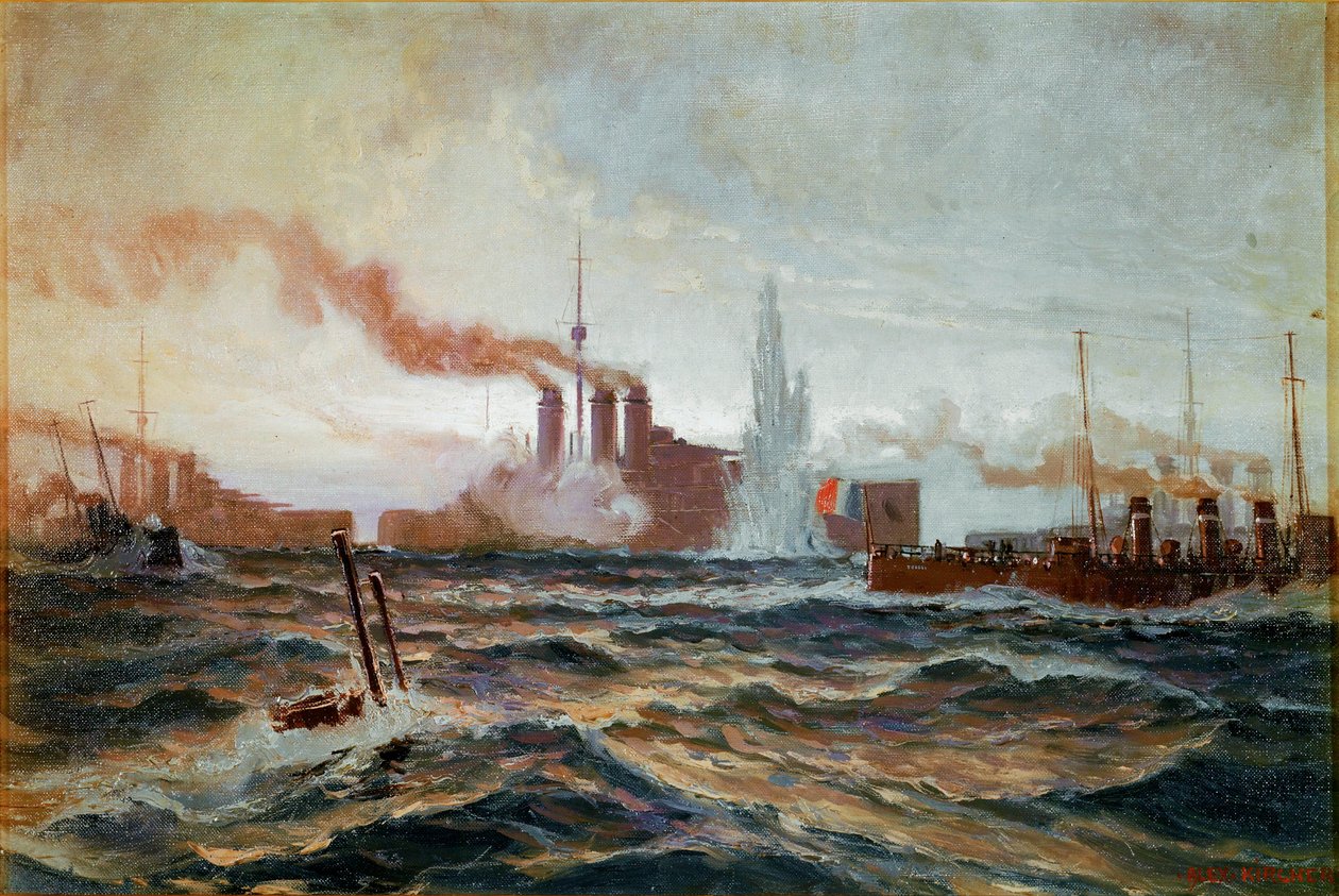 Een Oostenrijkse onderzeeër onder leiding van Lt. Lerch vernietigt
een Frans flottielje in de Adriatische Zee ... door Alexander Kirchner