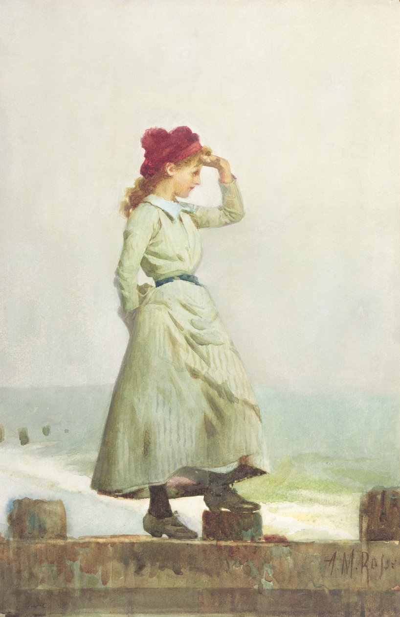 Jong meisje op zeewering door Alexander M. Rossi