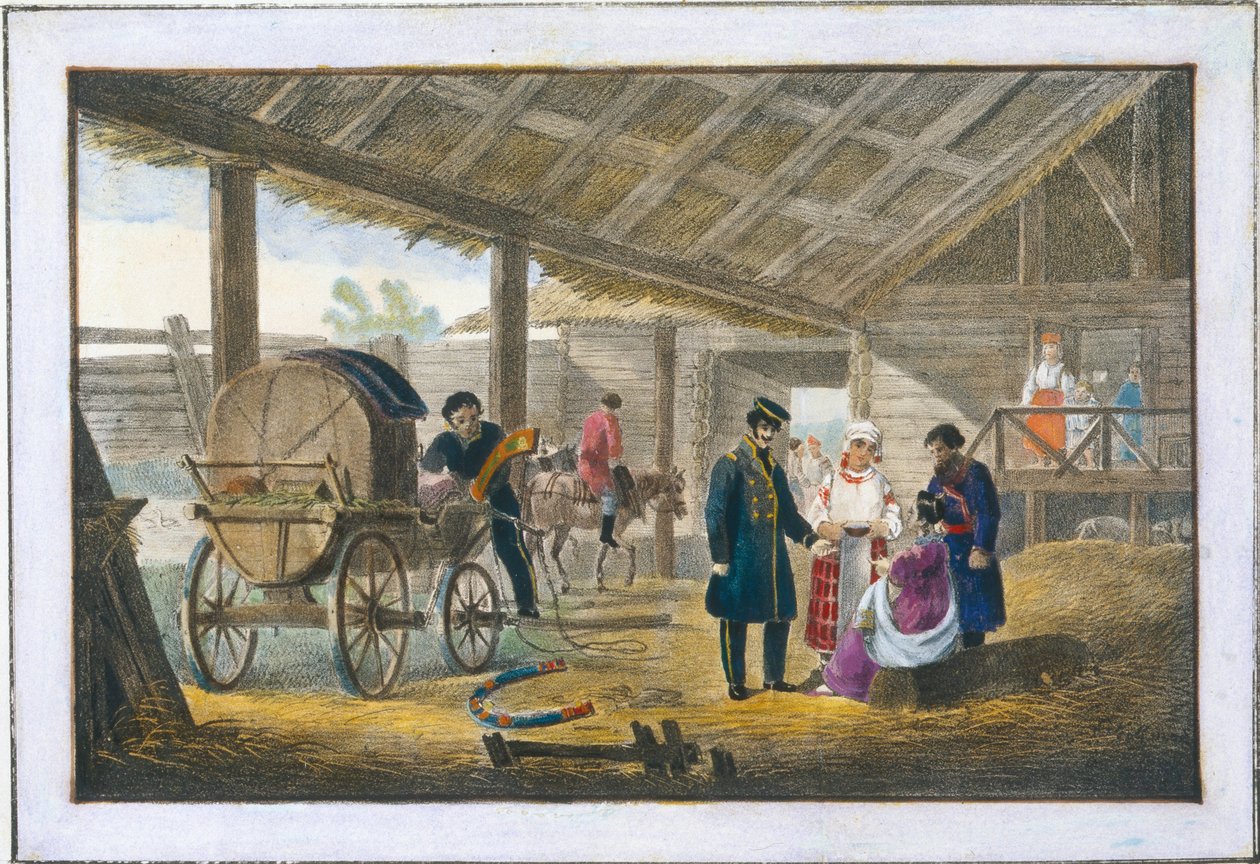 De herberg aan de weg, 1820 door Alexander Pluchart