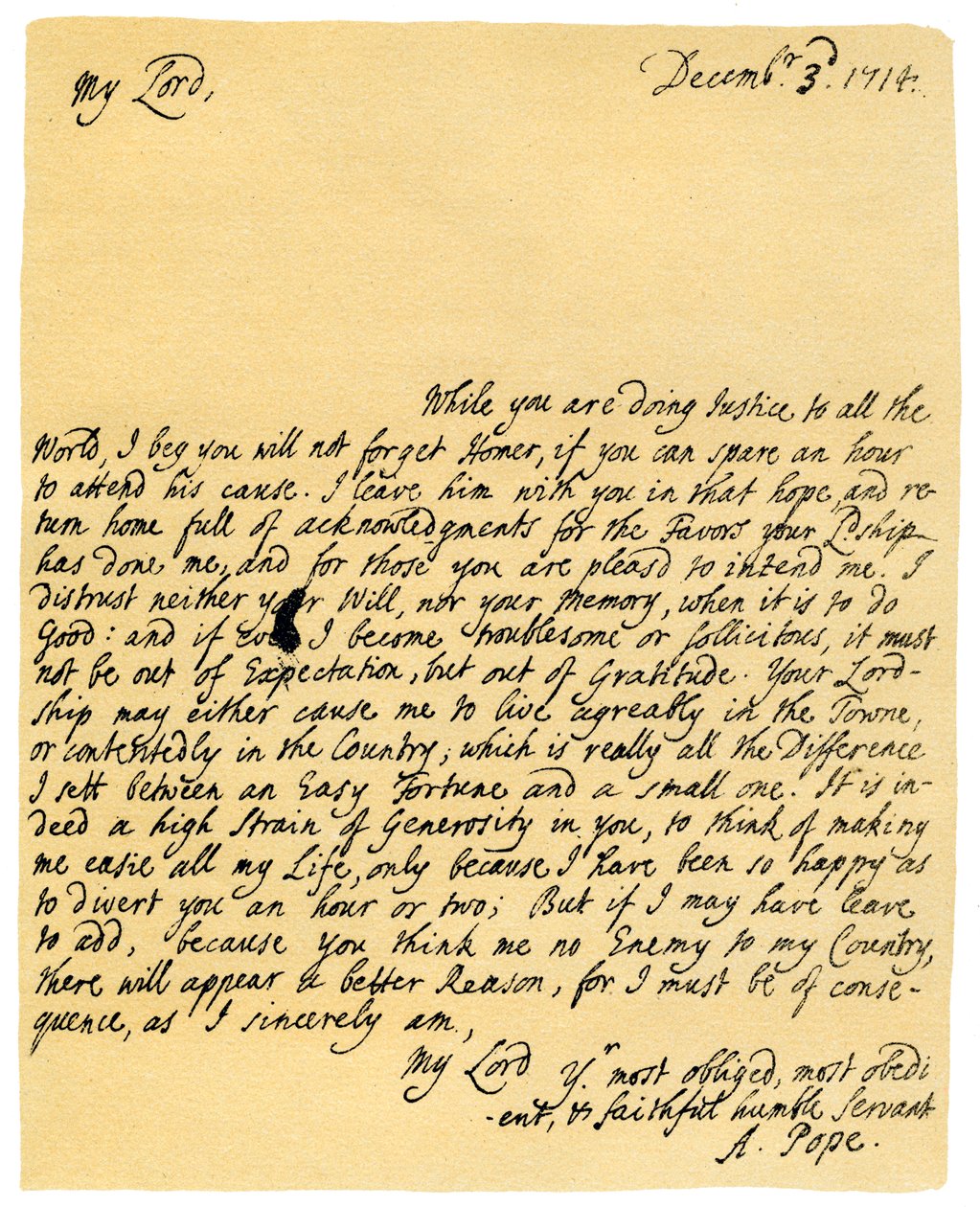 Brief van Alexander Pope aan Charles Montagu, 3 december 1714 door Alexander Pope