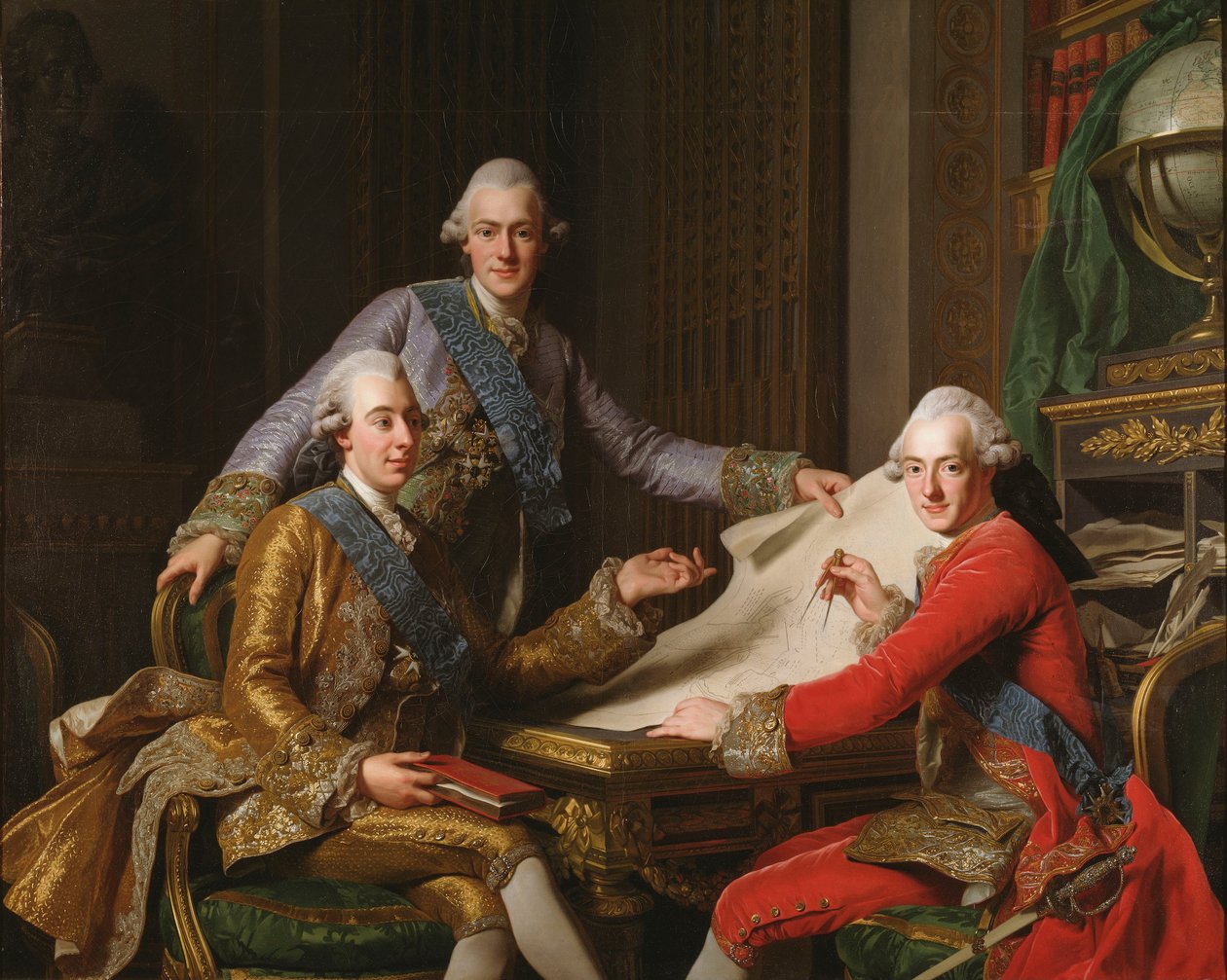 Zweeds: Gustav III en zijn broers Koning Gustav III van Zweden en zijn broers
 Koning Gustav III van Zweden en zijn broers door Alexander Roslin