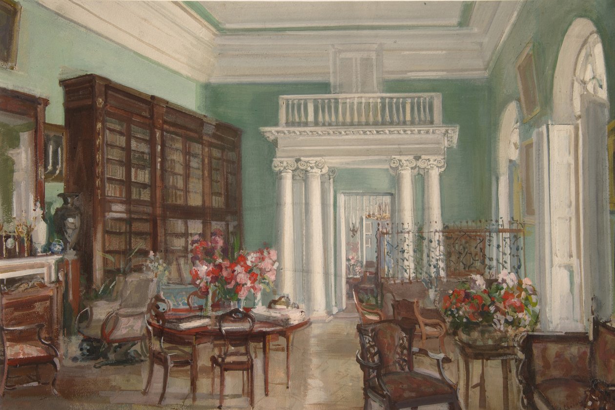 Interieur van de bibliotheek in het Golitsyn