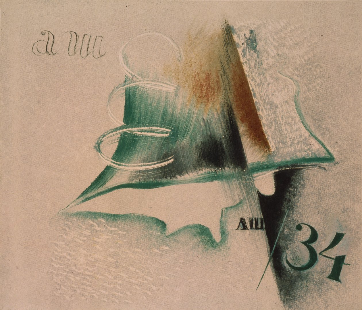 Compositie met twee brieven, 1934 door Alexander Vasilyevich Shevchenko