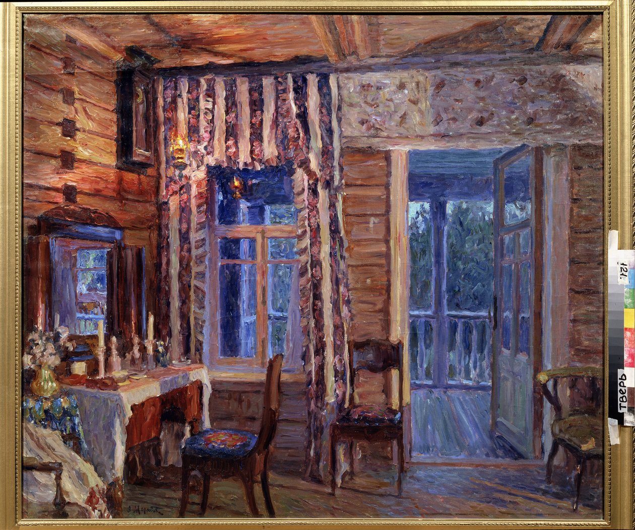 Interieur met iconenlamp door Alexander Viktorovich Moravov