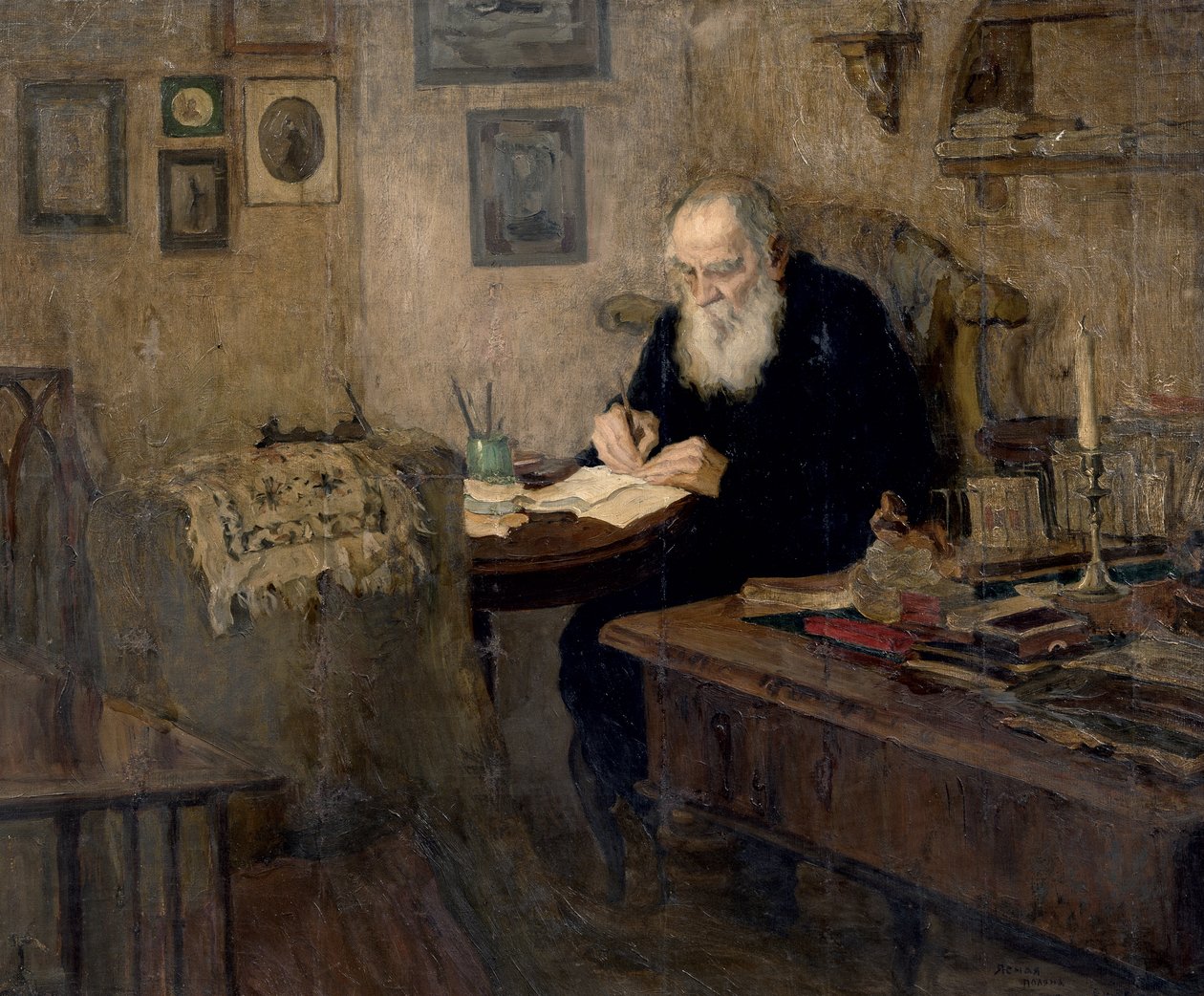 Portret van Leo Tolstoy door Alexander Viktorovich Moravov