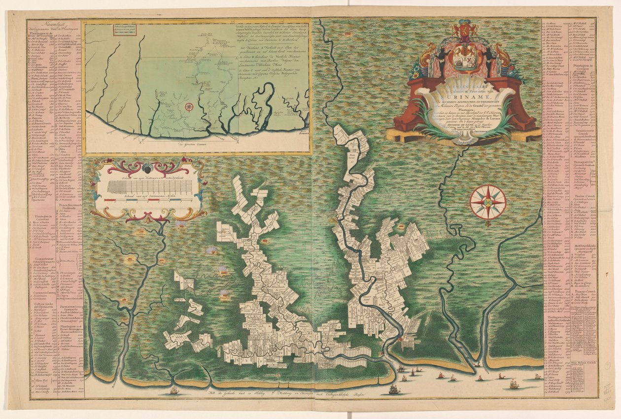Algemene kaart van Suriname door Alexander de Lavaux