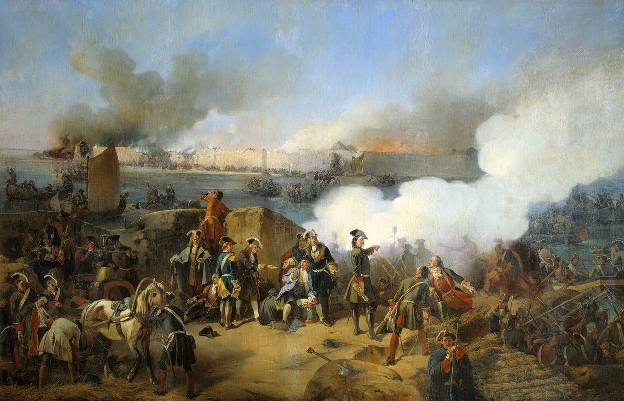 Bestorming van het Zweedse Nöteburg-fort door Russische troepen door Alexander von Kotzebue