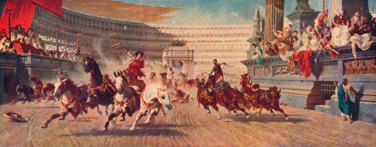 Een Romeinse wagenrace, c1882 door Alexander von Wagner