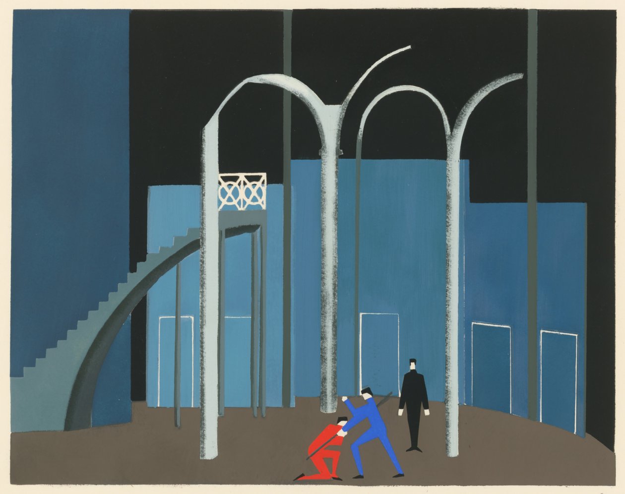 Scenografie uit de portfolio Décors de Théâtre, 1930 door Alexandra Alexandrowna Exter