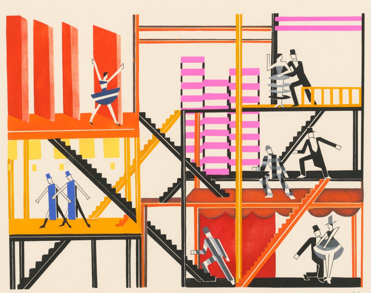 Scenografie uit de portfolio Décors de Théâtre, 1930 door Alexandra Alexandrowna Exter