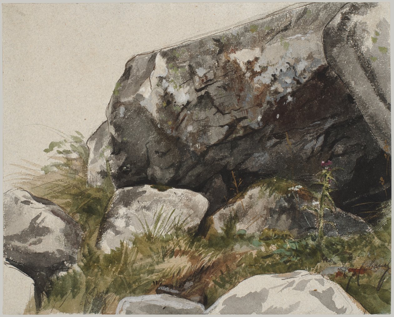 Rotsachtig landschap door Alexandre Cabanel