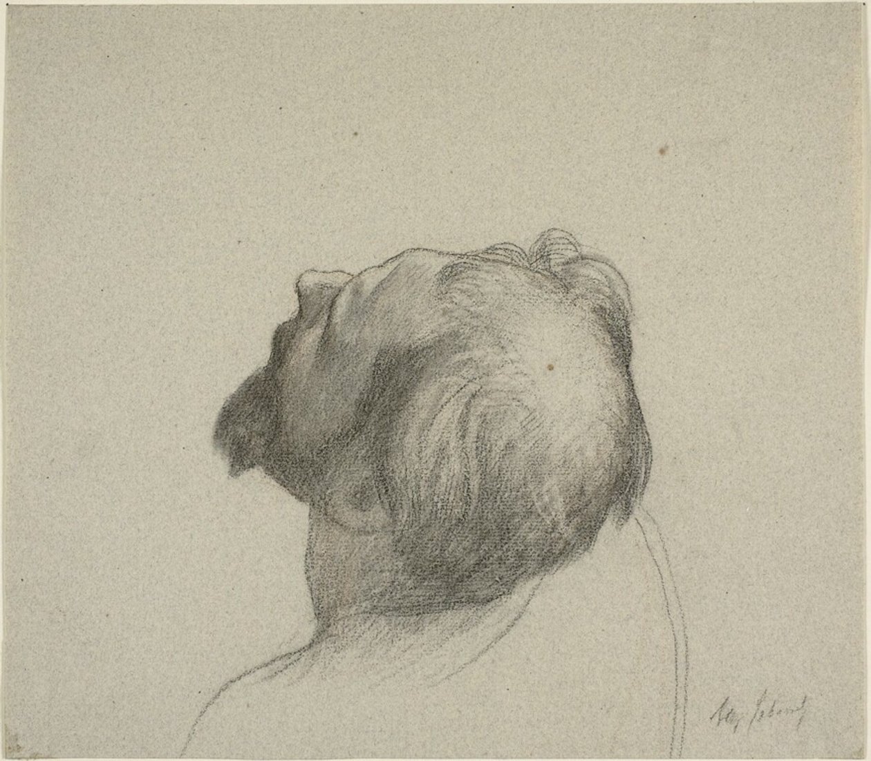 Studie van het omgekeerde hoofd van de mens door Alexandre Cabanel