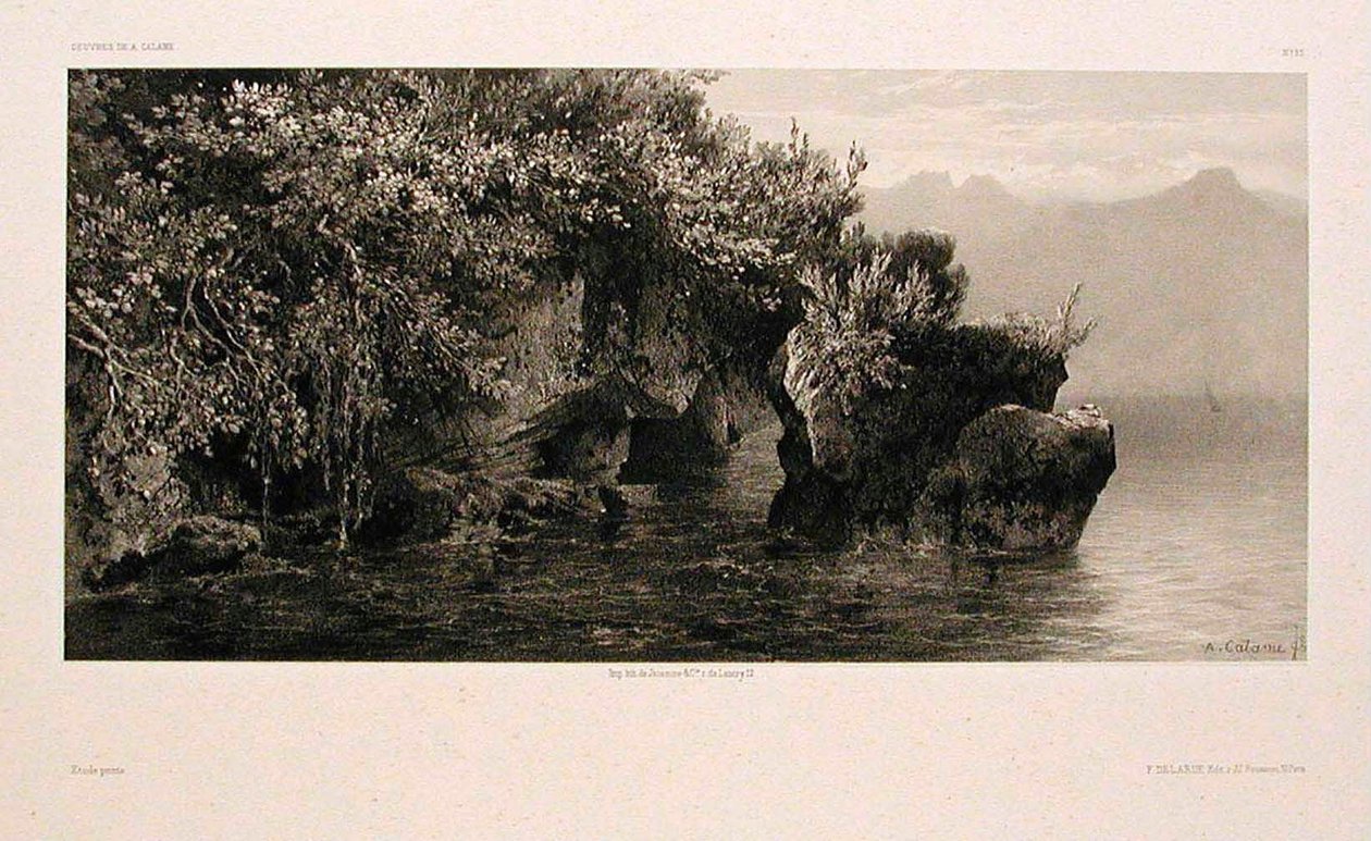 Aan de oevers van het Meer van Genève door Alexandre Calame
