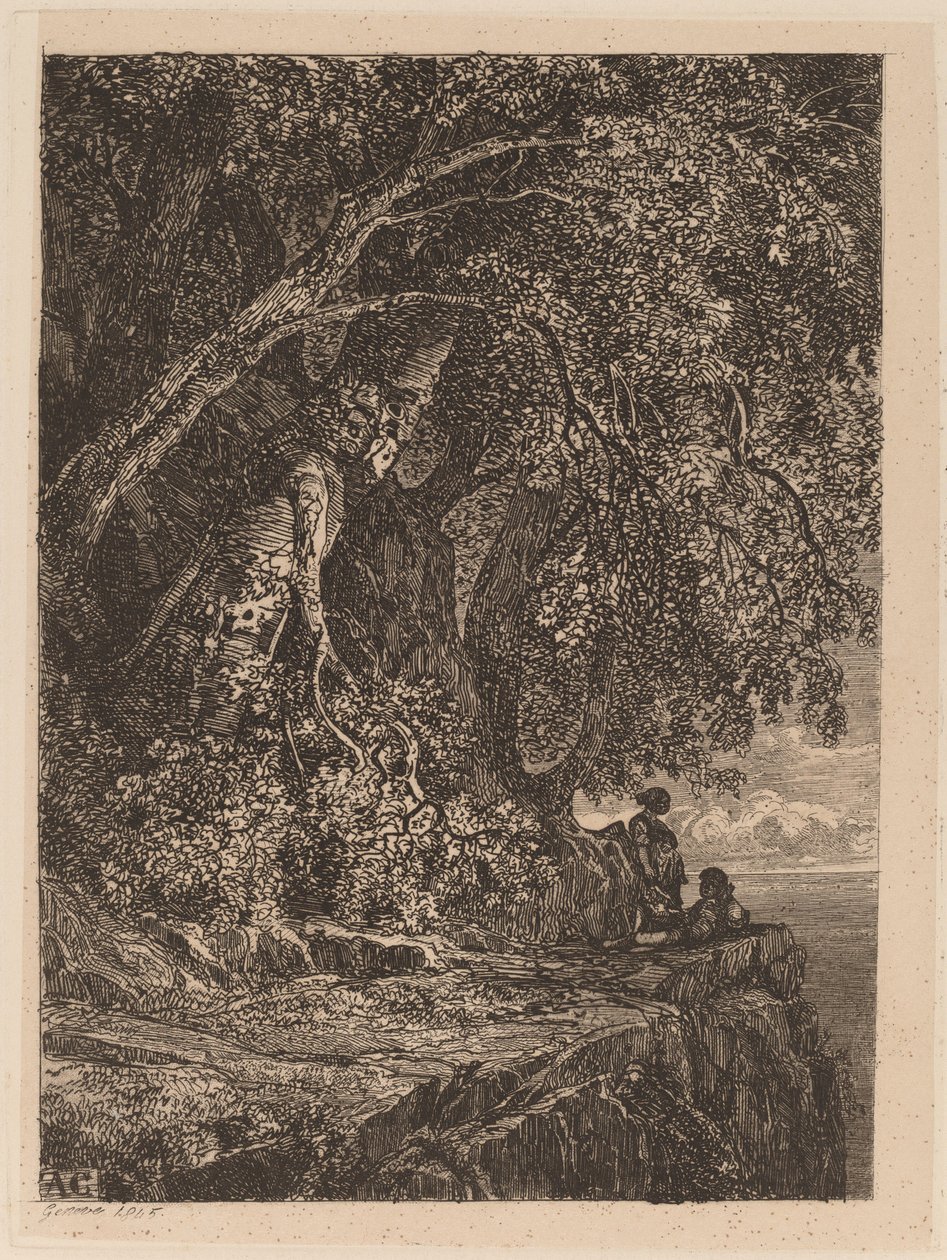 Koppel rustend op een klif door Alexandre Calame