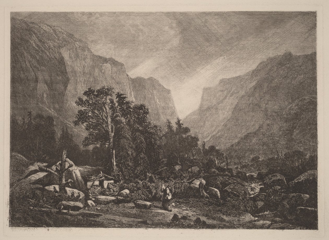 Paar bij een vervallen huis door Alexandre Calame