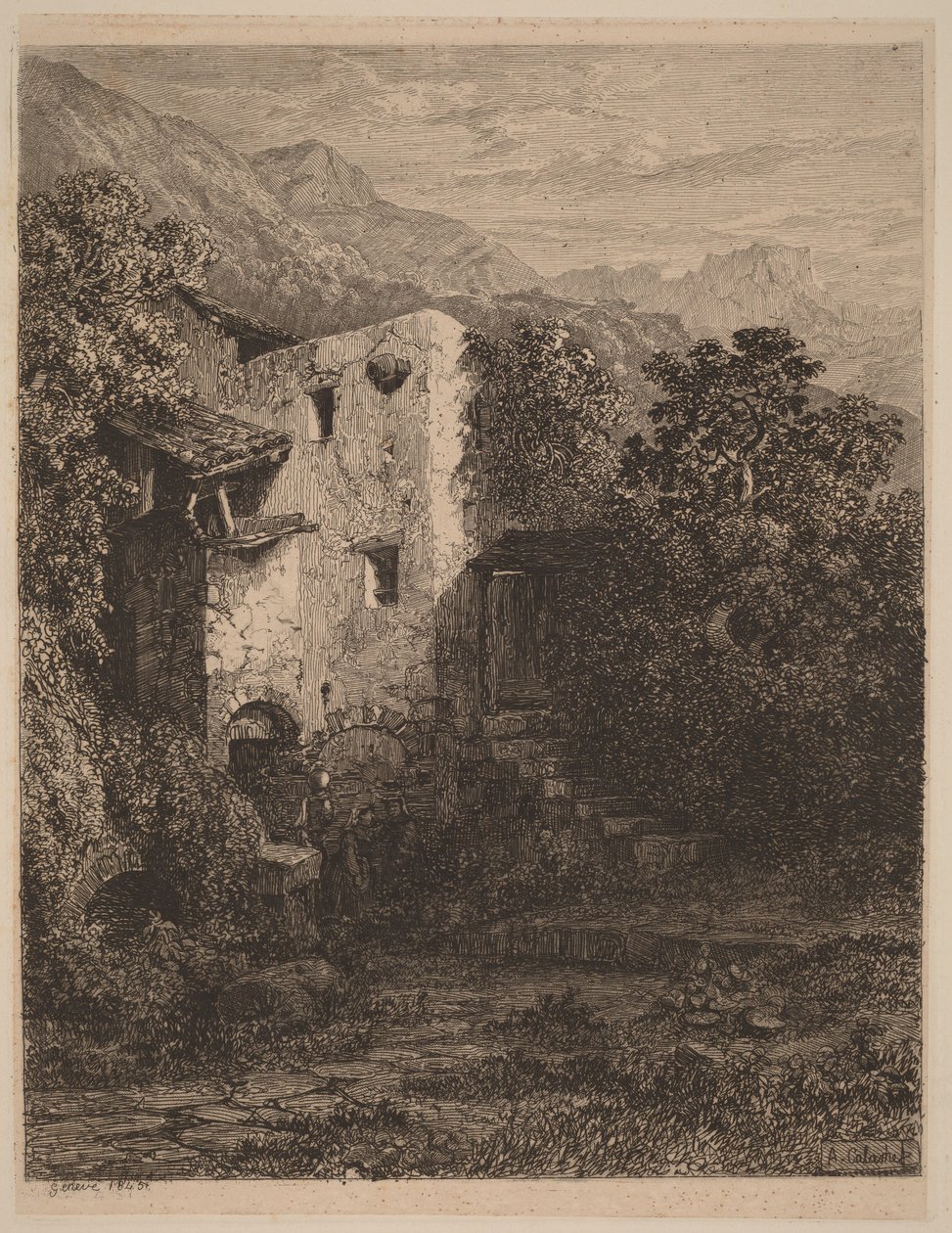 Vervallen huis door Alexandre Calame