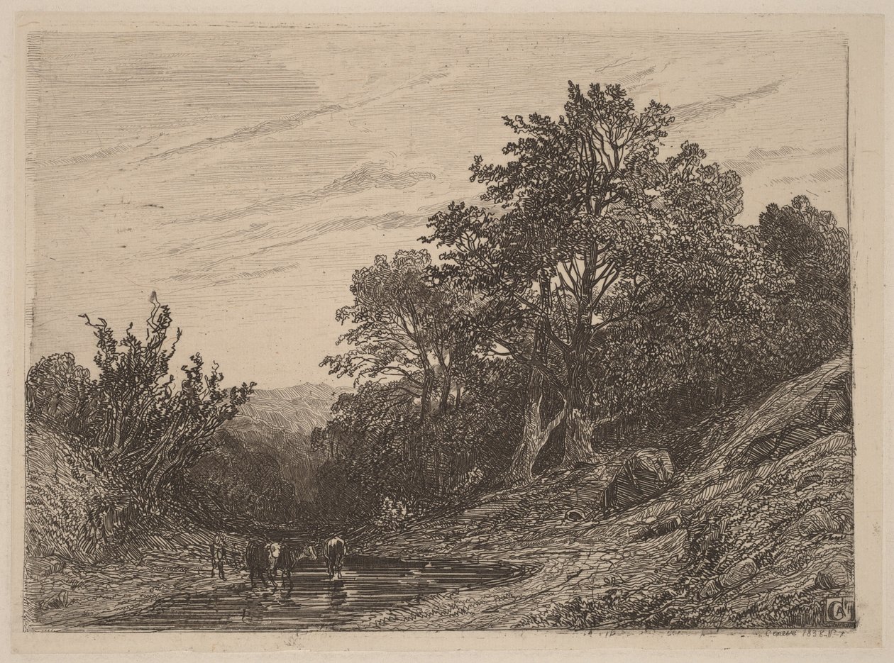 Kudde in een beek door Alexandre Calame