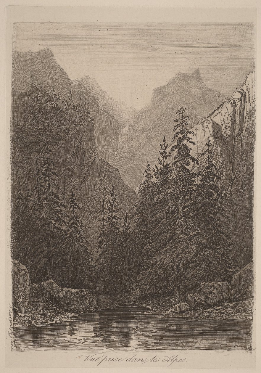 Gezicht in de Alpen door Alexandre Calame