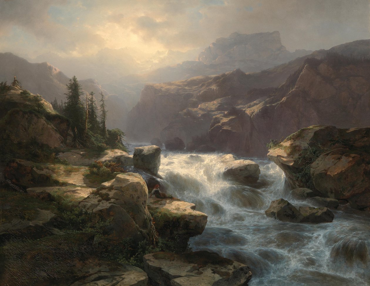 Handeck-waterval bij Grimsel door Alexandre Calame
