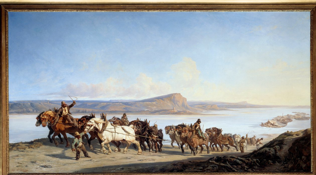 Slepen, schilderij door Alexandre Dubuisson (1805-1870), 1843 door Alexandre Dubuisson