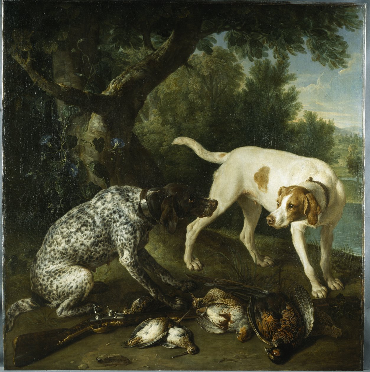 Twee Wijzers Behorend tot de 3e Graaf van Burlington met Dood Wild in een Landschap door Alexandre-Francois Desportes