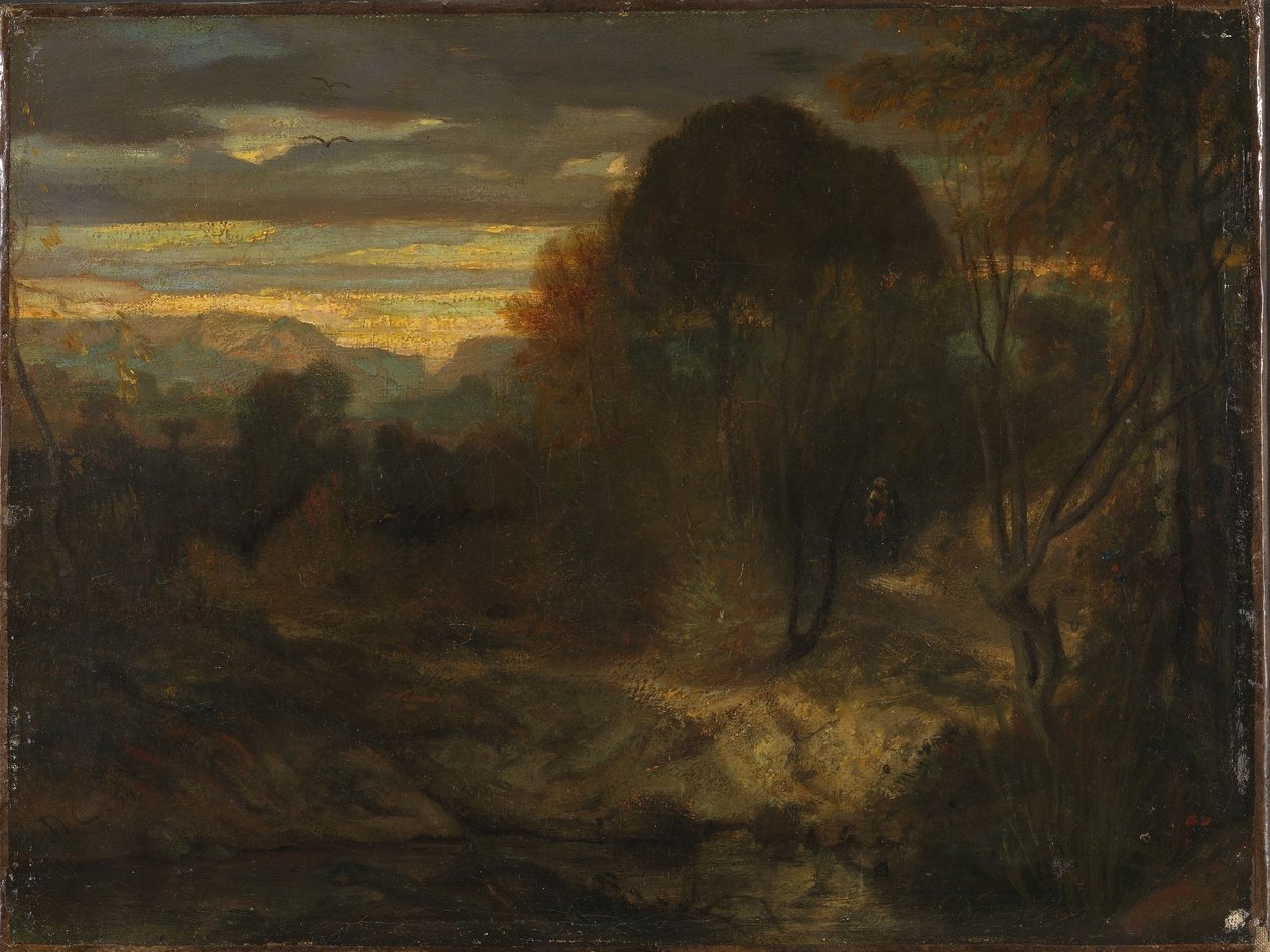 Avondlandschap door Alexandre Gabriel Decamps