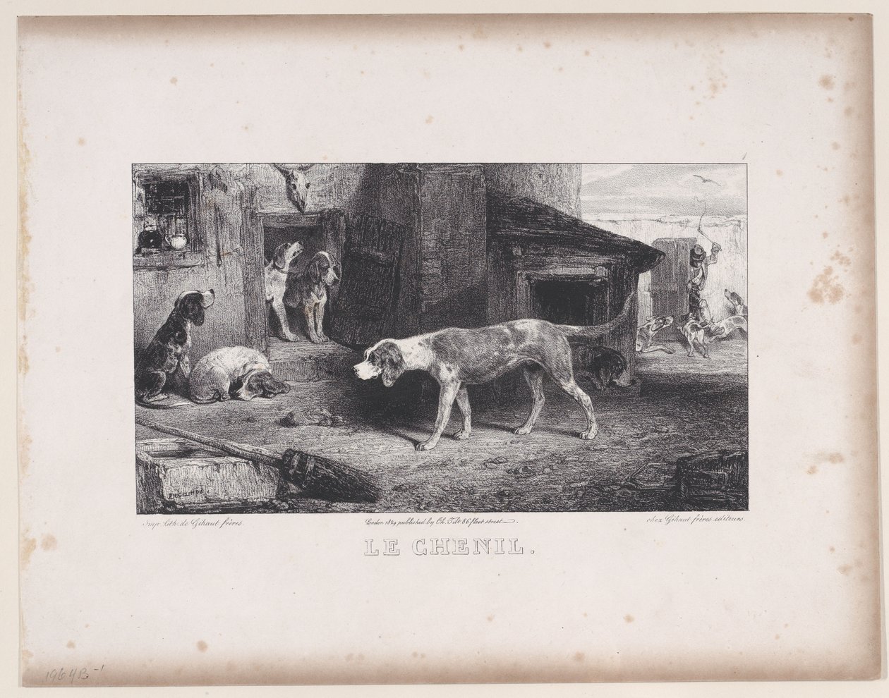 De Kennel, uit de serie Jachtscènes, 1829 door Alexandre Gabriel Decamps