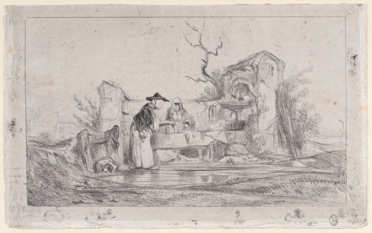 De Wasvrouwen, 1833-38 door Alexandre Gabriel Decamps