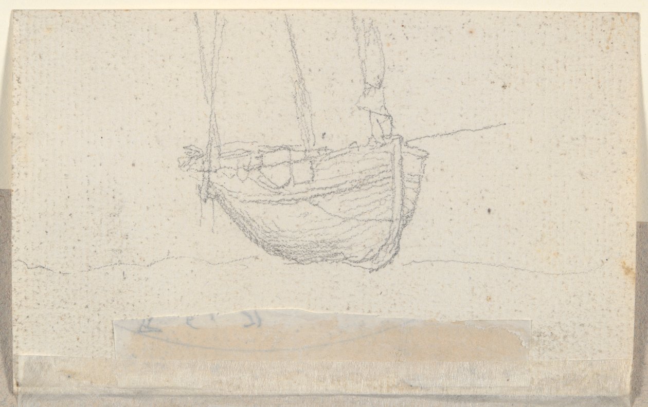 Uitzicht op een stad (verso: schip) door Alexandre Gabriel Decamps