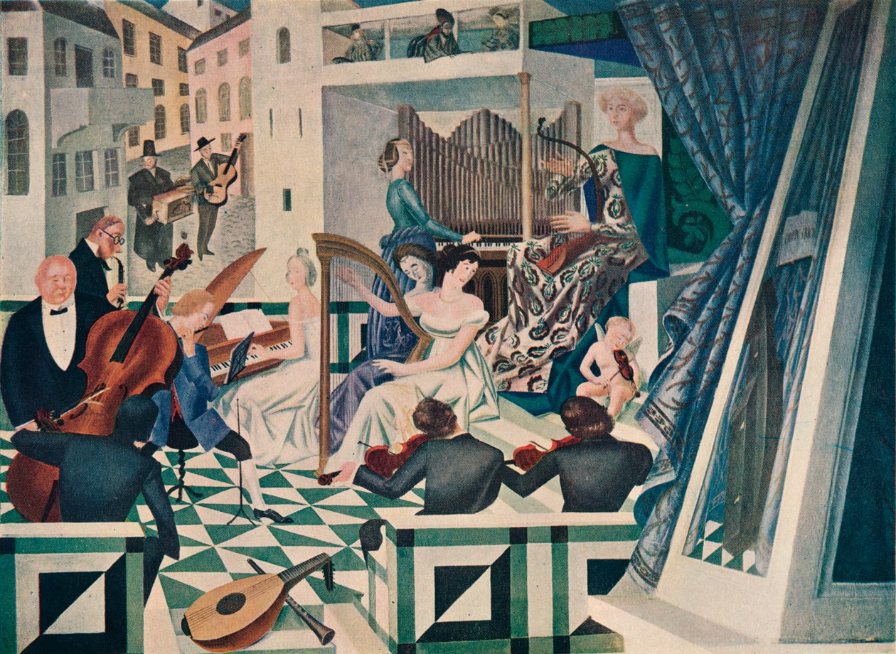 Detail van Muurschildering in een Concertzaal in een Privé Huis, ca. 1927 door Alexandre Jacovleff